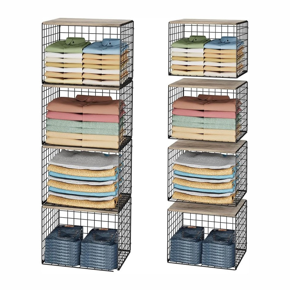 4PCS Wider Closet Organizers and Storage, Stackable Closet Shelf Organizer