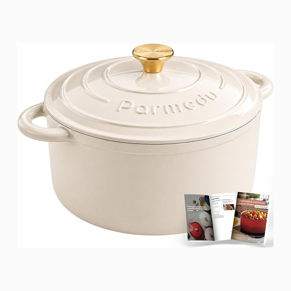 5.5QT Enameled Cast Iron Dutch Oven for Sourdough Bread White | Non-Stick Pot...