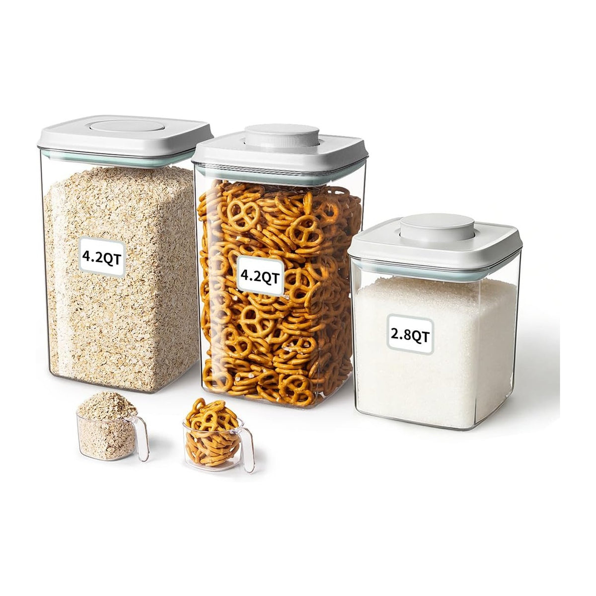 Ankou Food Storage Container Sets, 2.8 Qt + 4.2 Qt *2 Airtight Canisters