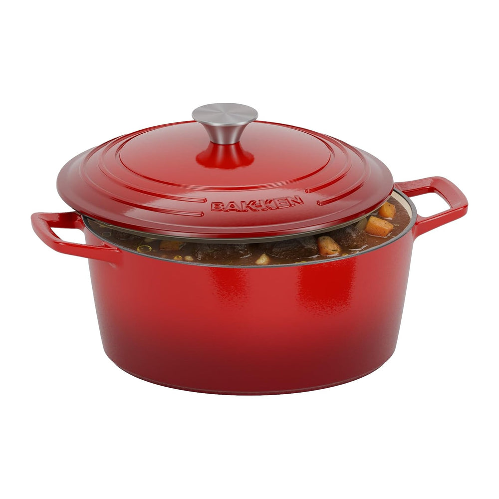 Bakken Enameled Cast Iron Dutch Oven Pot, 6QT Dutch Oven