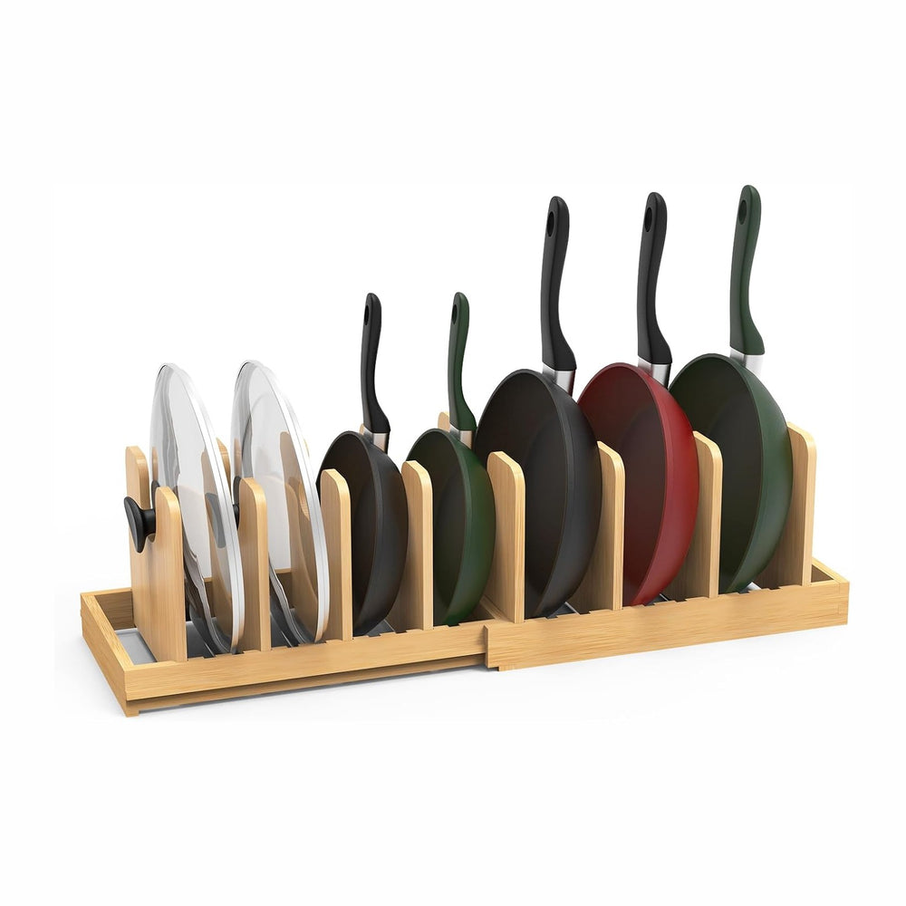 Bamboo Pot Lid Organizer, Pots and Pans Organizer Inside Cabinet, Pot Lids