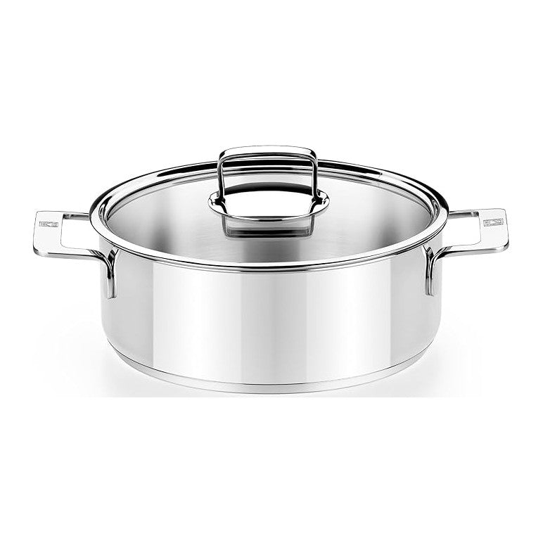 BRA COOKWARE Signature Stainless Steel Stock Pot w/Glass Lid | 9.5 Inch 4 Quart