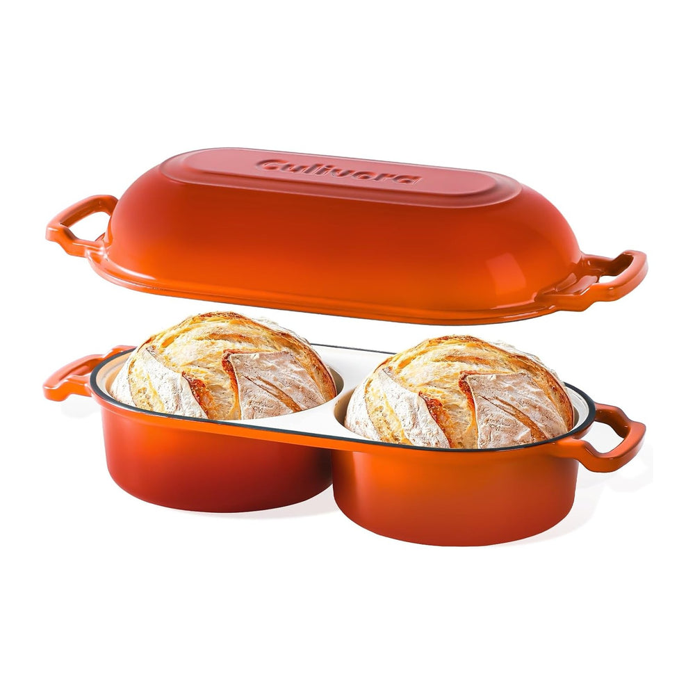Cast Iron Bread Pan with Lid, Mini Enamel Sourdough Baking Dutch Oven Pot