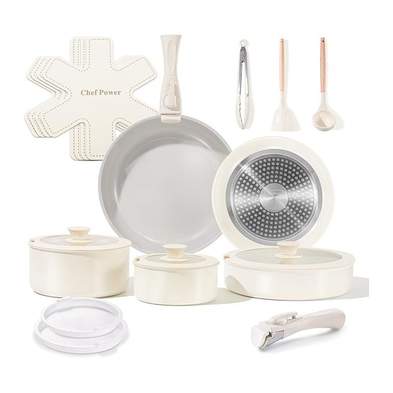 Chef Power Ceramic Nonstick Pots and Pans Set 19 Piece