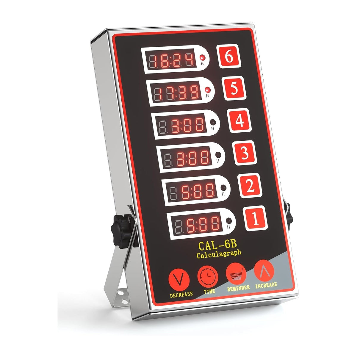 Commercial Kitchen Timer with 6 Channels, Professional LED Digital Timer