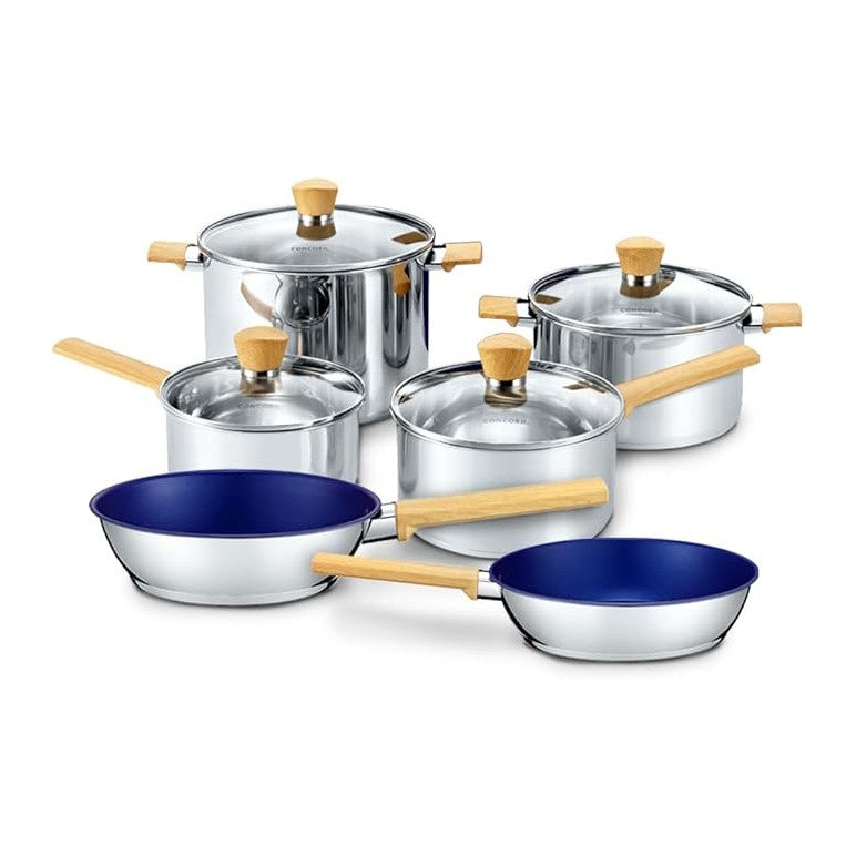 Concord 10 Piece Stainless Steel Cookware Set, includes Saucepans, Stock Pots
