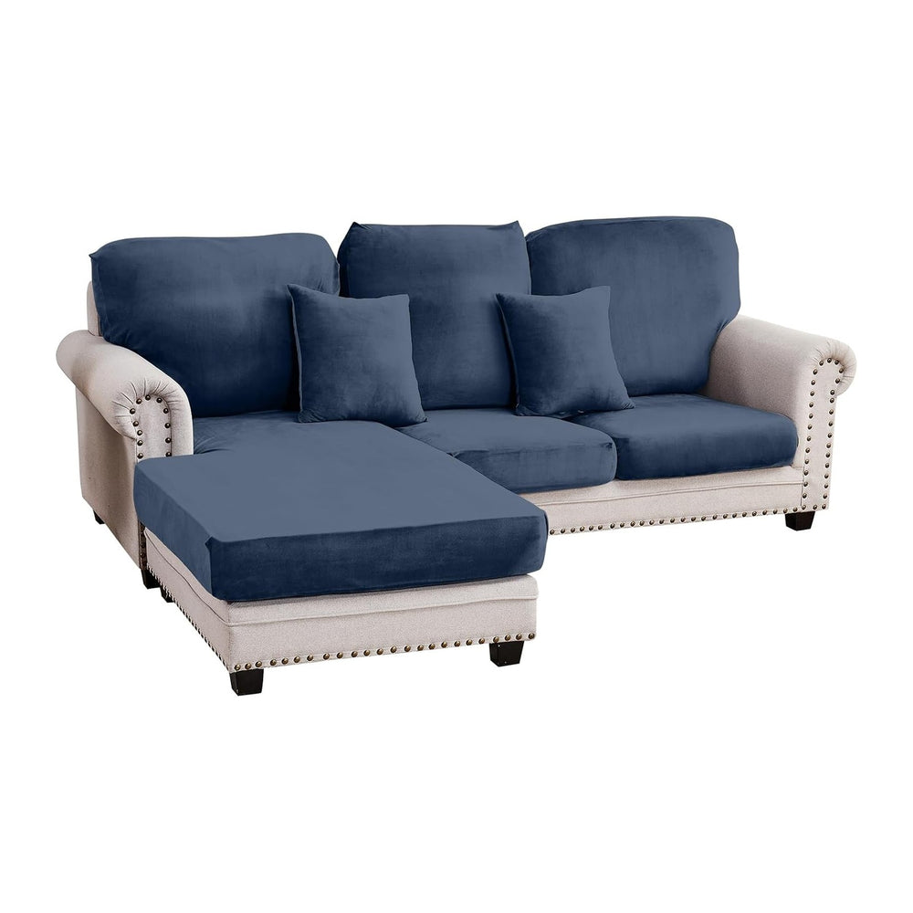 Couch Cover 3-Piece Elastic Velvet Couch Cushion Covers & Chaise Slipcovers