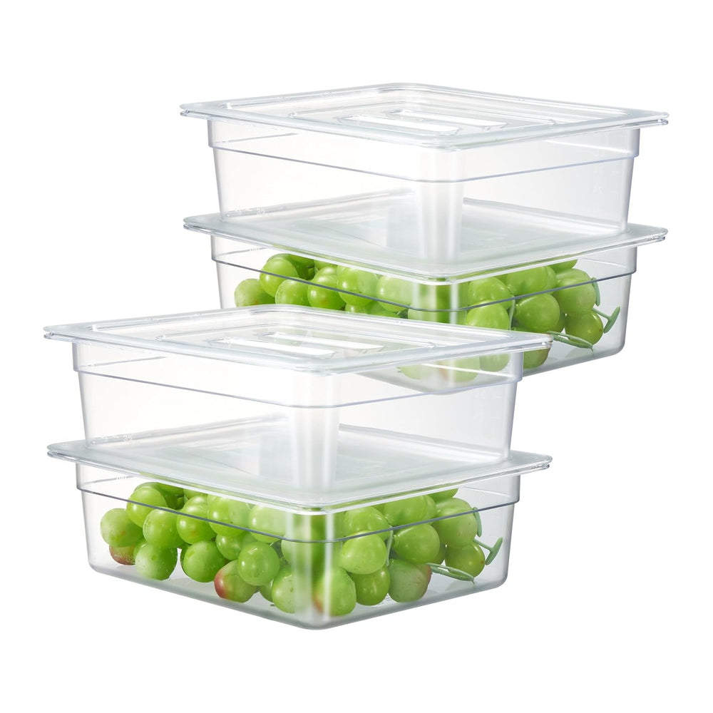 CURTA 4-Pack 1/2 Size 4" Deep NSF Polycarbonate Food Pans
