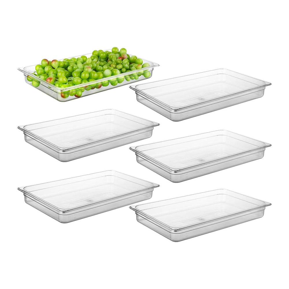 CURTA 6-Pack Full Size 2.5" Deep NSF Polycarbonate Food Pans | Dishwashe...