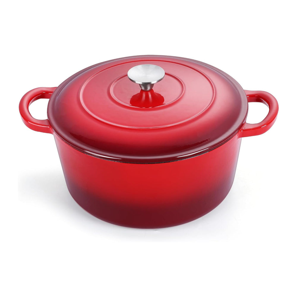 E-far Dutch Oven Pot with Lid, 5 Quart Enameled Cast Iron Round Dutch Oven