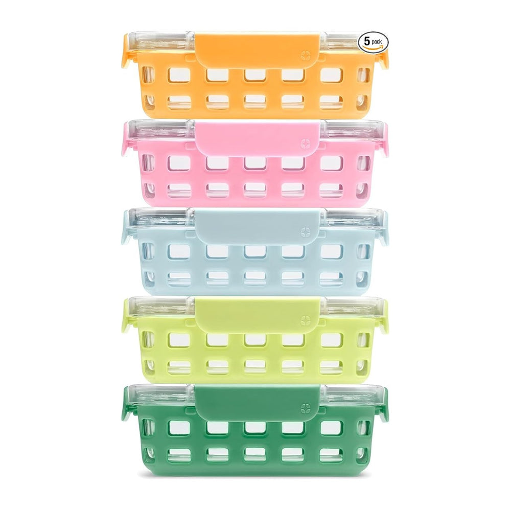 Ello Duraglass 3.4 Cup Meal Prep Sets 10Pc, 5 Pack Set- Glass Food Storage