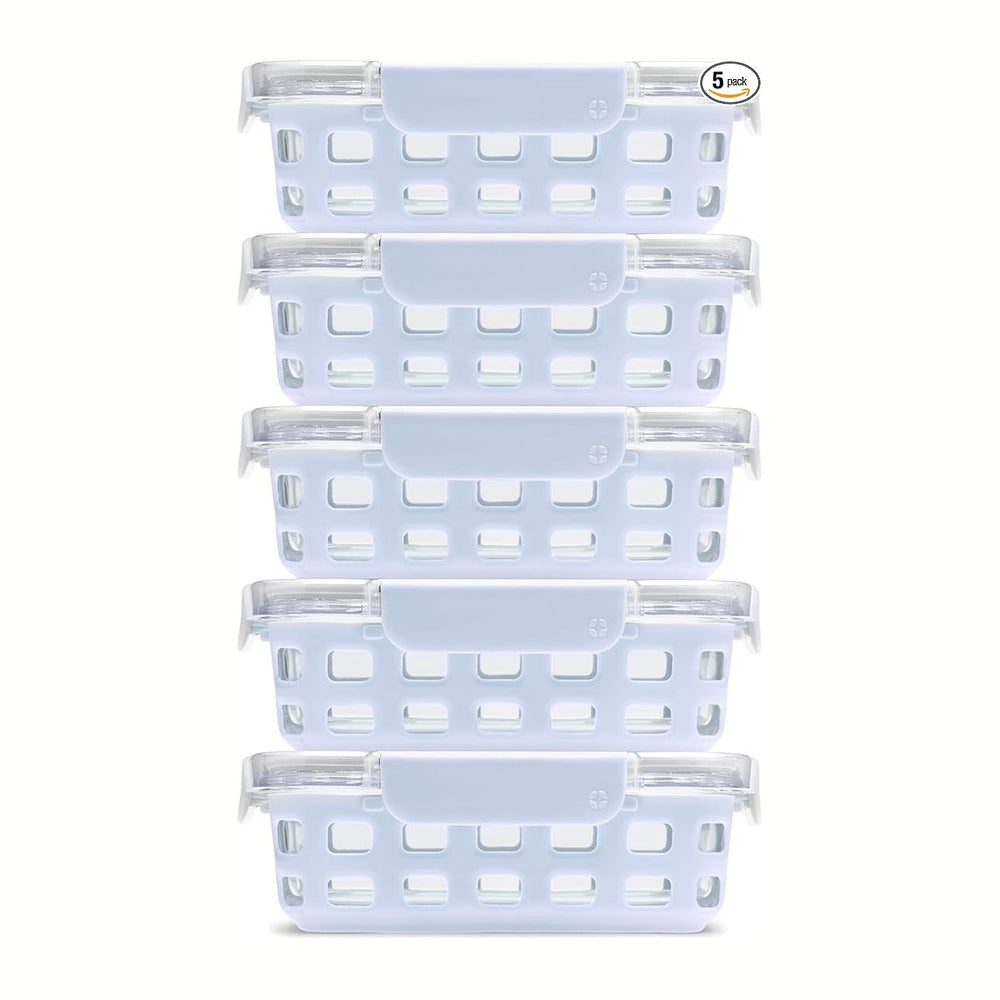 Ello Duraglass 3.4 Cup Meal Prep Sets 10Pc, 5 Pack Set- Glass Food Storage