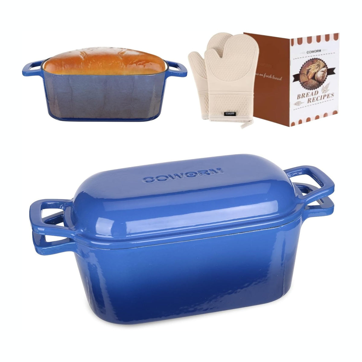 Enameled Dutch Oven for Sourdough Bread Baking, 3.6QT Oval Cast Iron Bread Pan