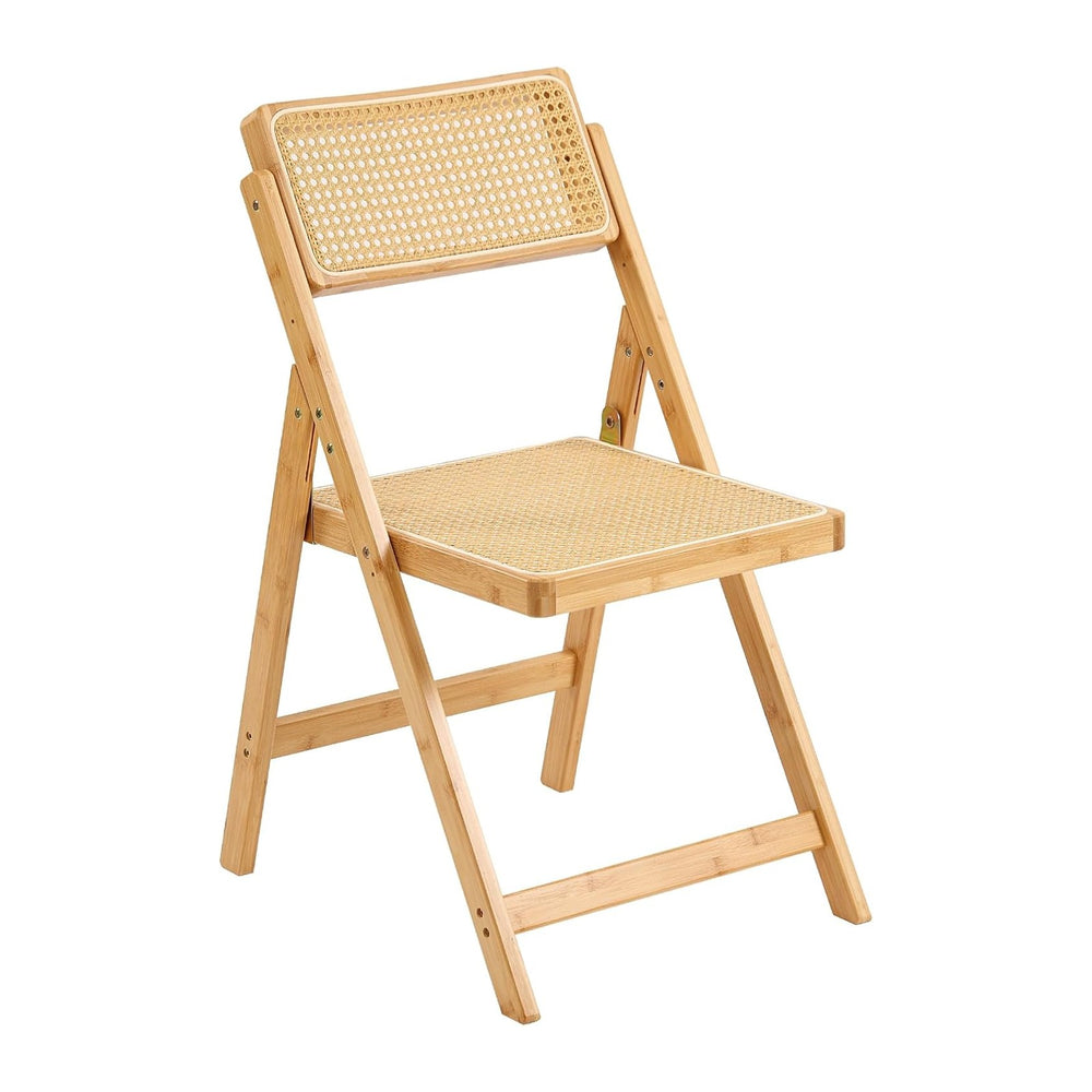 Furlide Rattan Folding Chair, Bamboo Dining Chair for Kitchen, Wood