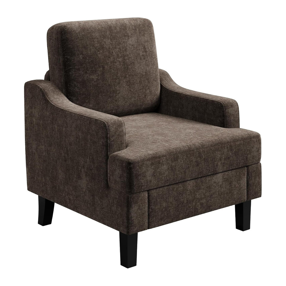 Garvee Dark Brown Comfy Accent Chair, Upholstered Armchair for Living Room