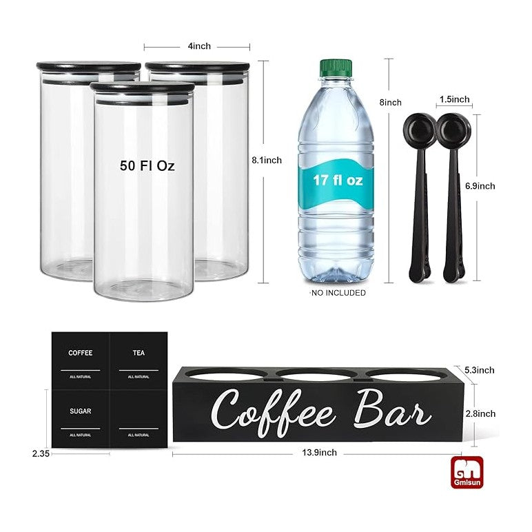gmisun Coffee Tea Sugar Container Set, Canisters Jars