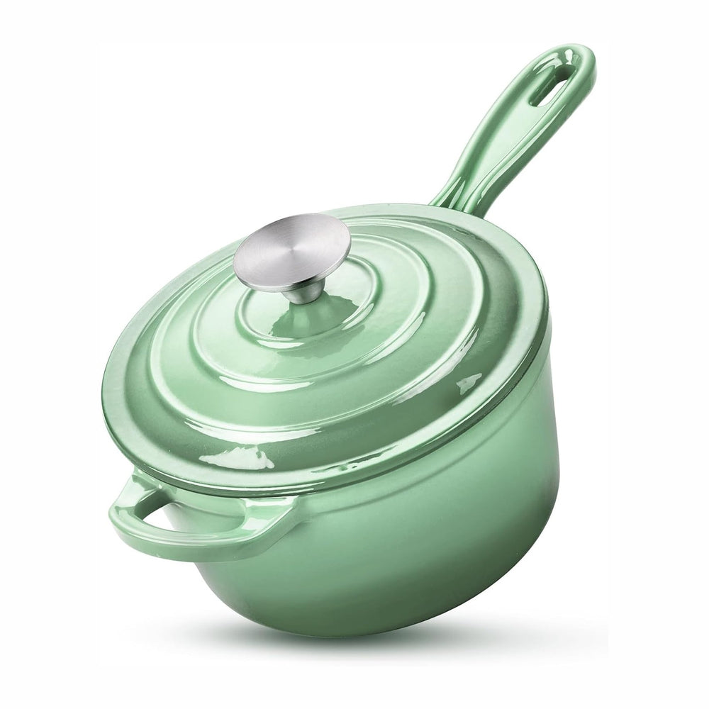 HaSteeL 2 QT Cast Iron Saucepan, Mini Enamel dutch oven