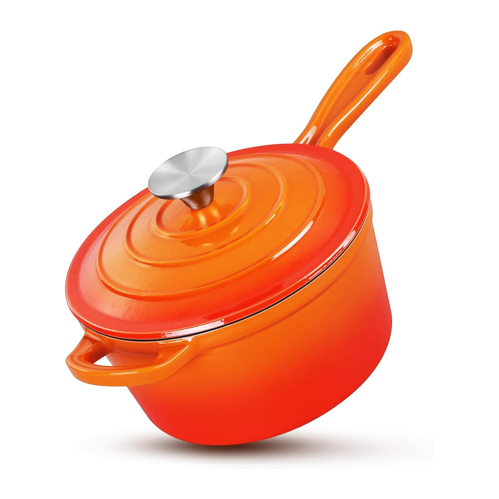 HaSteeL 2 QT Cast Iron Saucepan, Mini Enamel Dutch Oven
