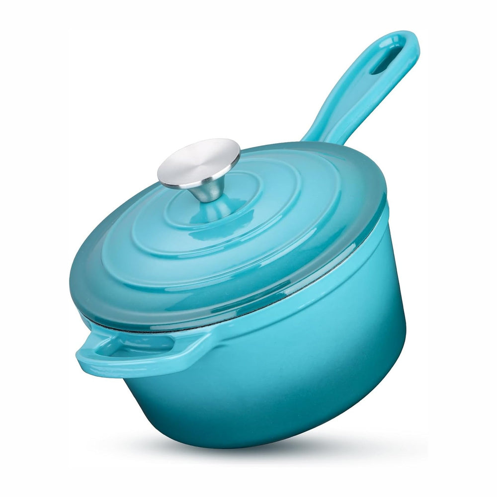 HaSteeL 2 QT Cast Iron Saucepan, Mini Enamel dutch oven