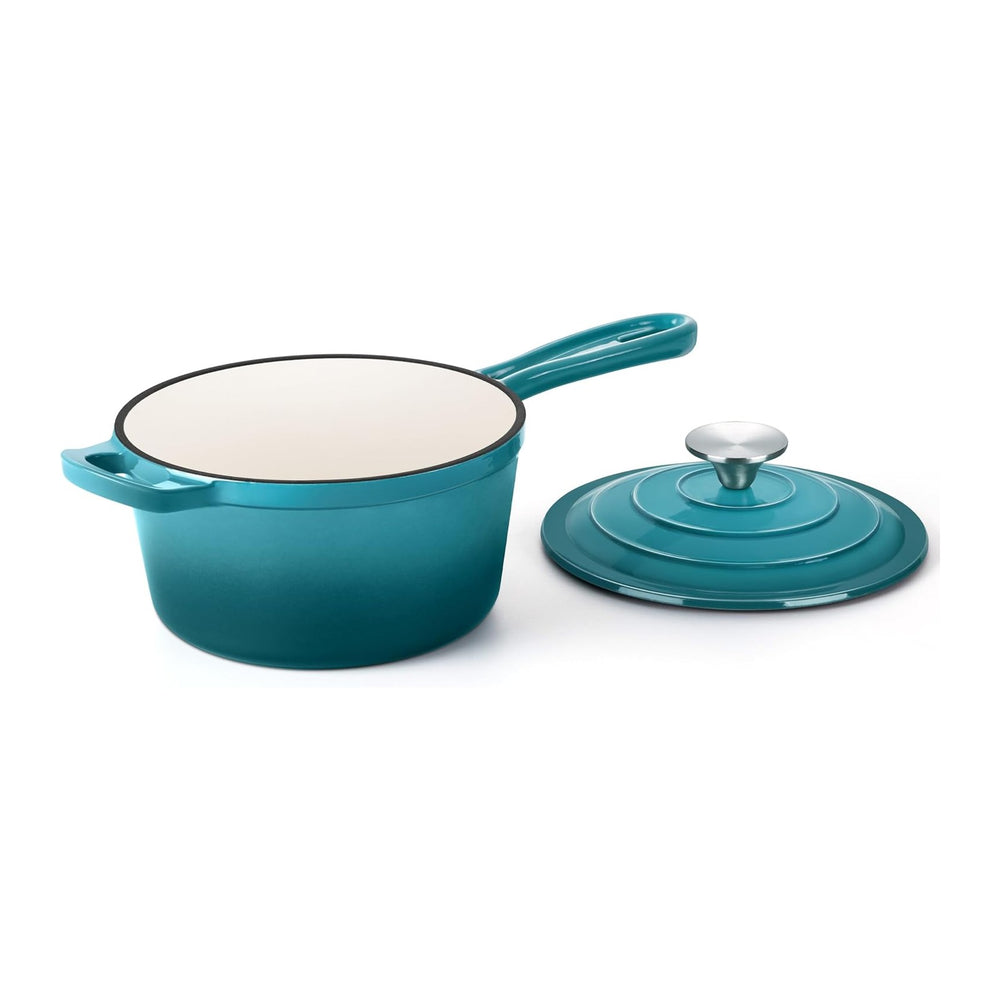 HaSteeL 3 QT Cast Iron Saucepan, Enamel dutch oven