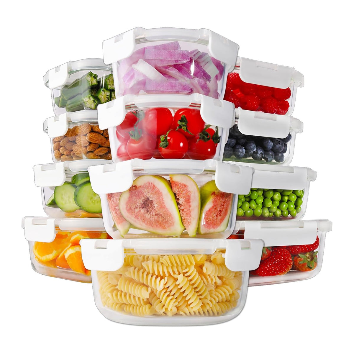 HOMBERKING 24pc Glass Food Storage Containers