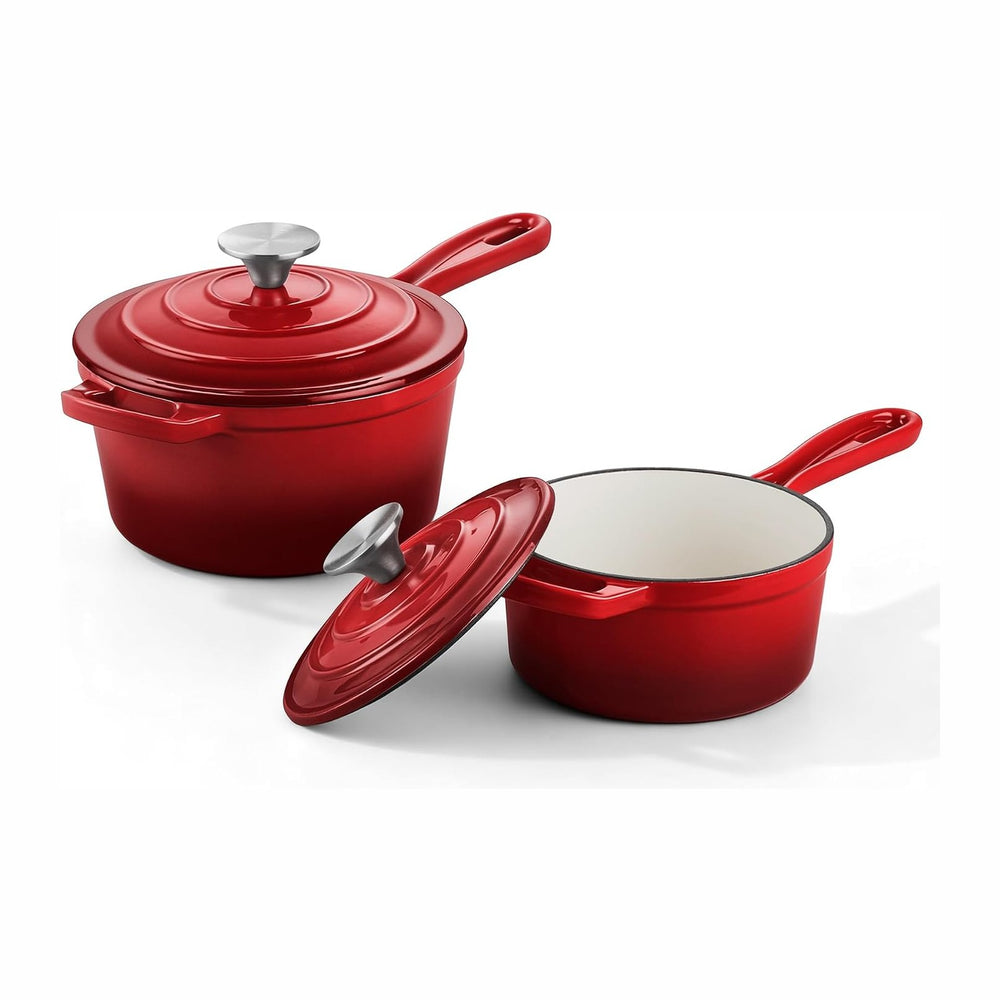Homikit 1 QT & 2 QT Saucepan Set, Enameled Cast Iron Saucepan