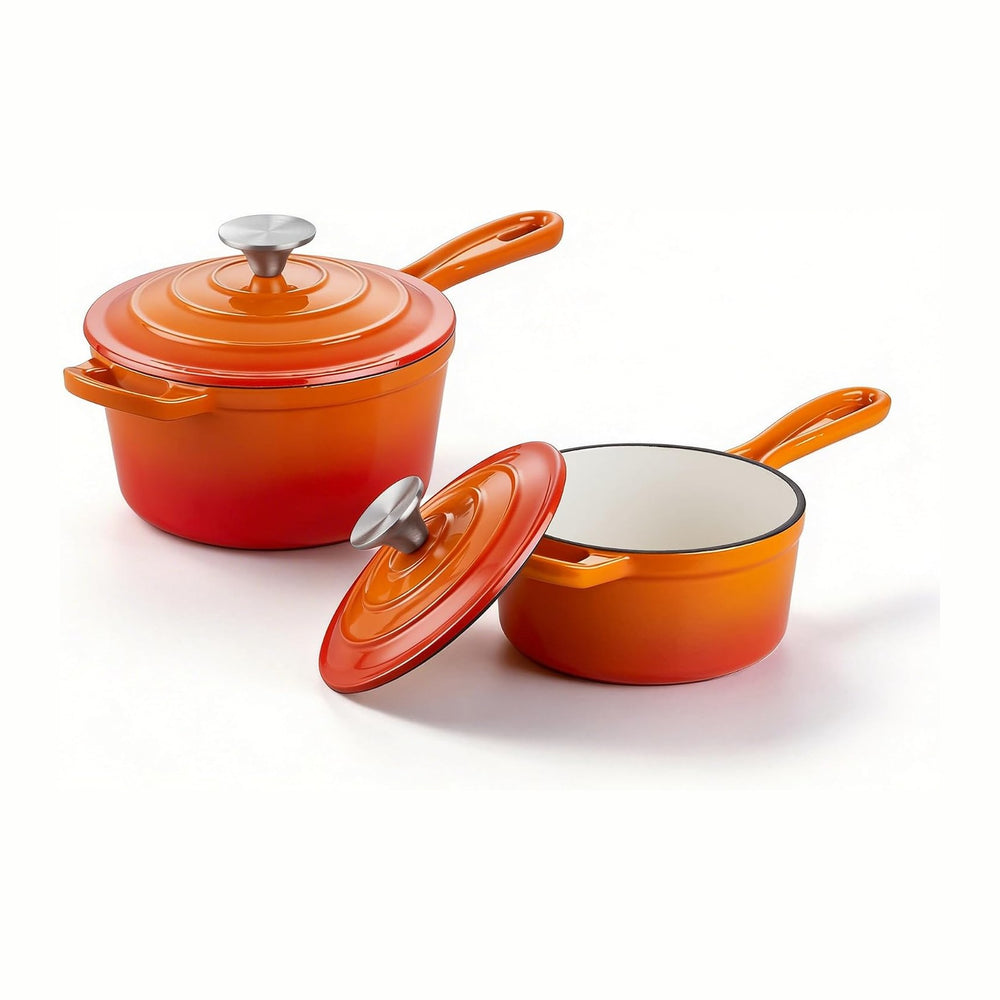 Homikit 1 QT & 2 QT Saucepan Set, Enameled Cast Iron Saucepan