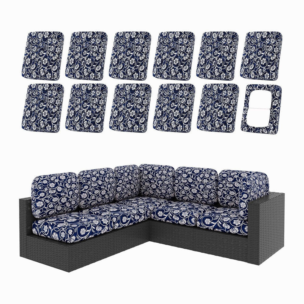 hyha 12Pcs Patio Cushion Covers, Stretch Outdoor Couch Cushion Covers