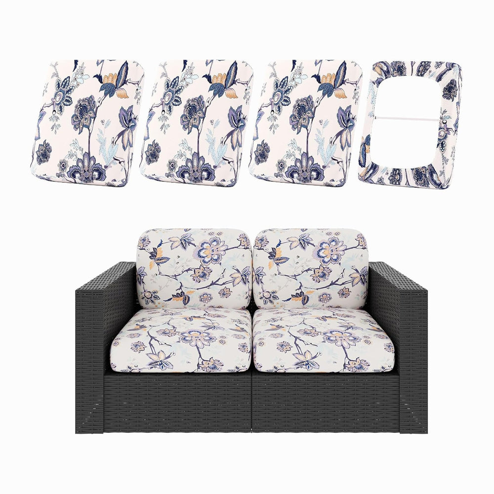 hyha 4Pcs Patio Cushion Covers, Stretch Outdoor Couch Cushion Covers, Washable