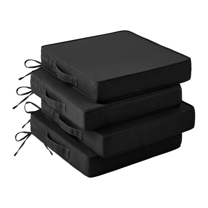 IASEAHK Patio Chair Cushions, 19" x 19" x 3" Outdoor Chair Cushions Set of 4, Waterproof Outdoor Cushions for Patio Furniture, Outdoors Seat Cushions with Handle and Ties, Black