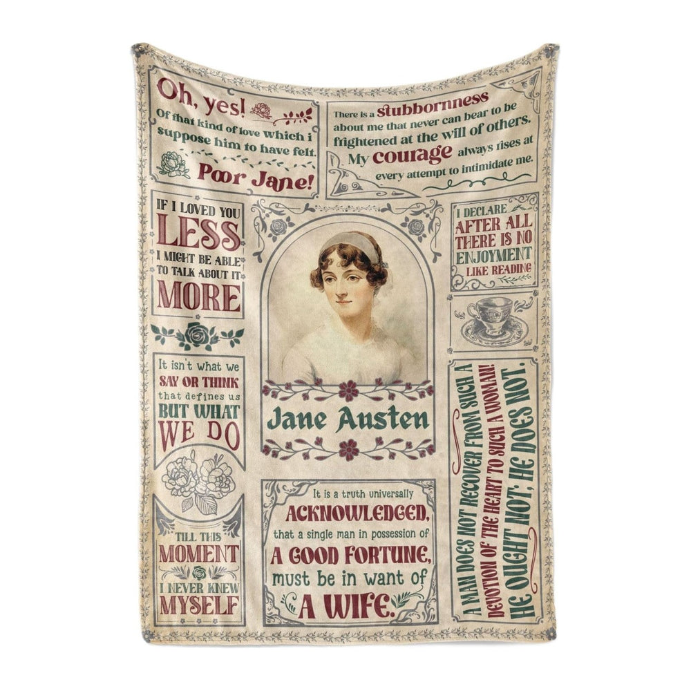 Jane Austen Gifts for Women, Flannel Blanket, Personalized Jane Austen Gift f...