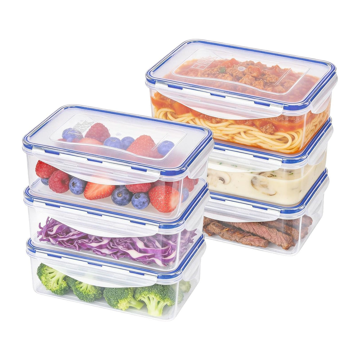 KIGI Airtight Reusable Meal Prep Containers, Leak-Proof & Stackable, 4-Sided