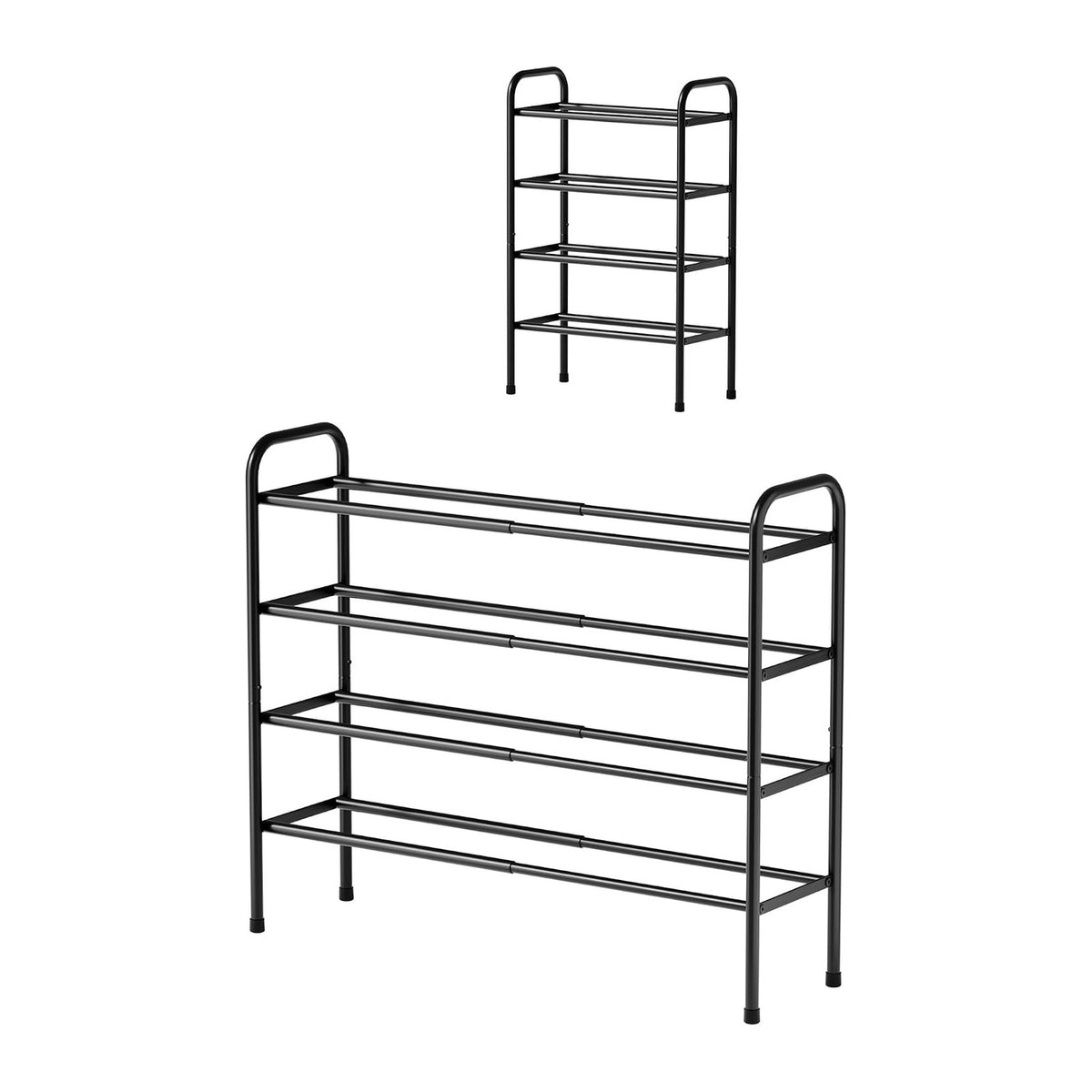 Kitsure Extendable Shoe Rack - 2-Tier Adjustable Metal Shoe Organizer, Sturdy Rust-Resistant Shoe Shelf for Entryway, Closet, or Bedroom, 17.5"–32.6" x 9.1" x 27.6", Black