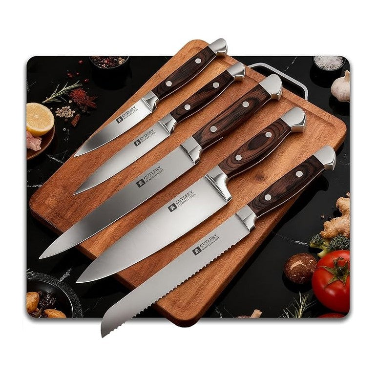 Knife Set with Block, Magnetic Knife Block Set with Knives