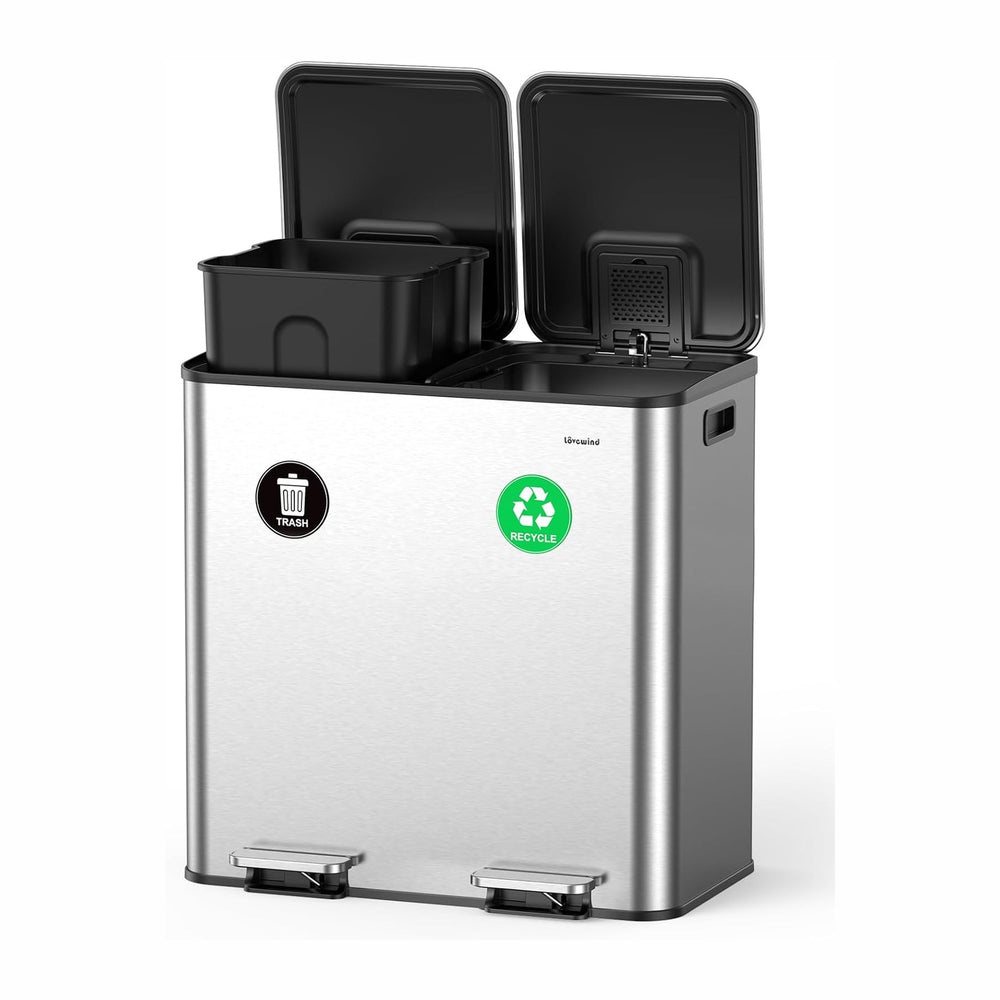 Lovewind 2×11.5 Gallon Dual Trash Can, Stainless Steel Dual Garbage and