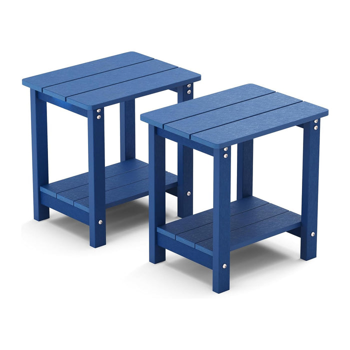 MXIMU Outdoor Side Table Set of 2, Adirondack Table, 2-Tier, Navy