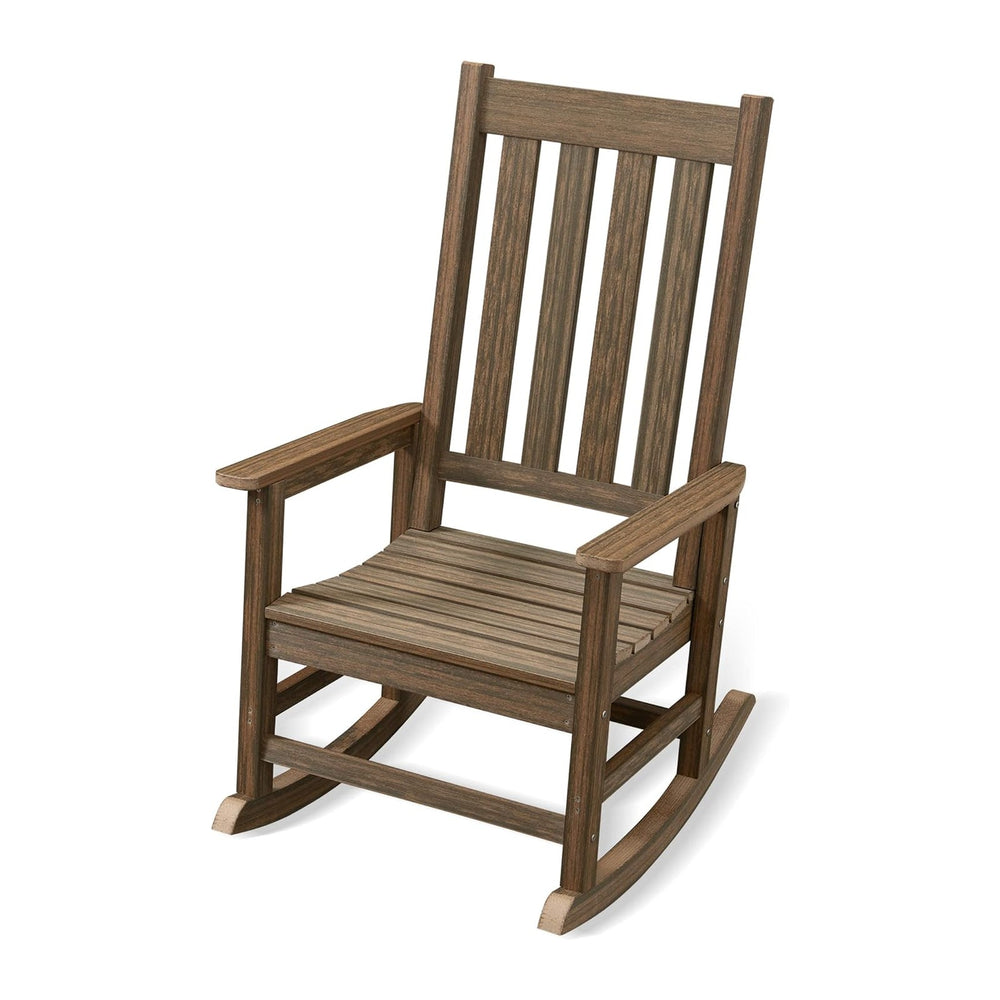 Oversized Outdoor Rocking Chair, Porch Rocker with High Back, Brown | HDPE Pa...