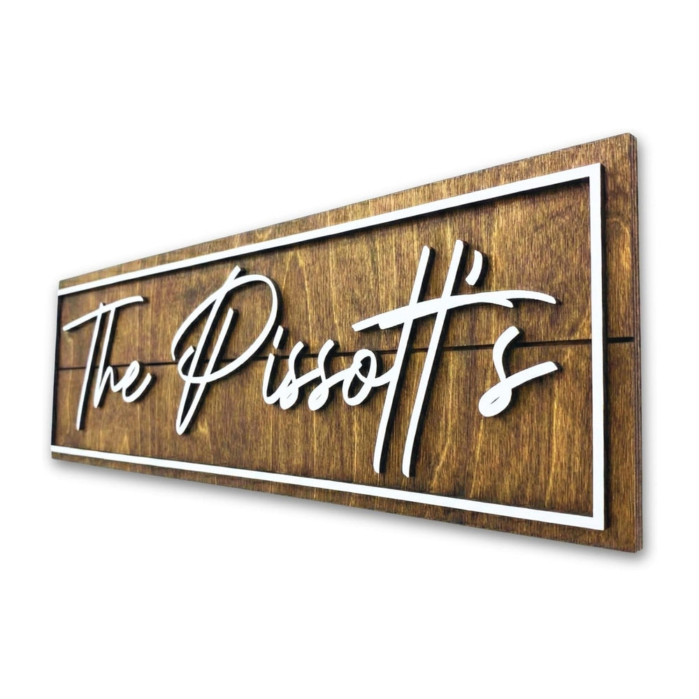 Personalized Family Name Sign - Custom Art Deco Last Name Wood Wall Decor Pla...