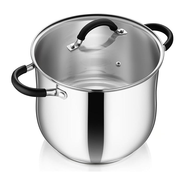 P&P CHEF Stainless Steel Stock Pot, 12 Qt Cooking Soup Pot