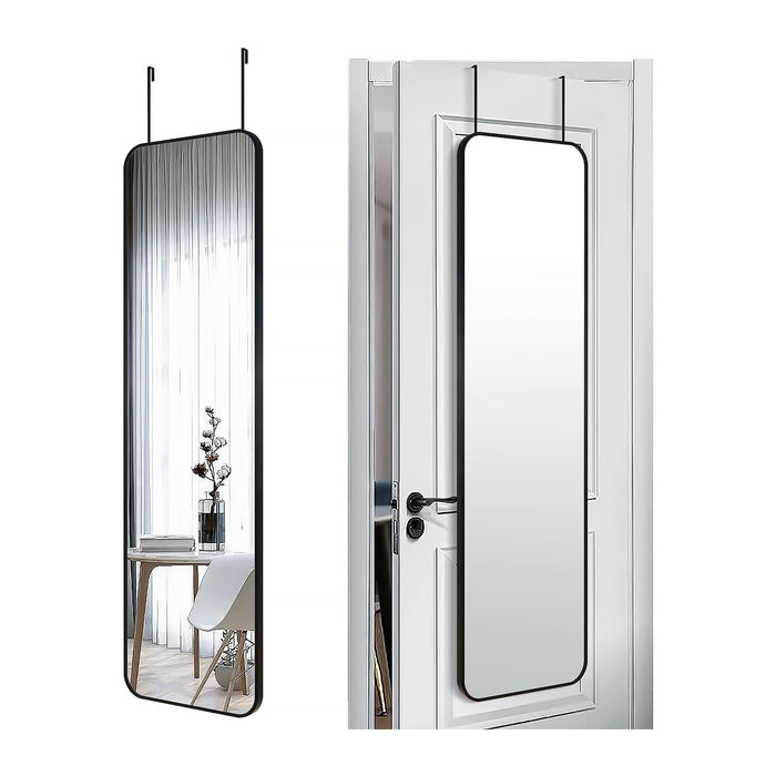 SCWF-GZ 47x14 Mirror Rectangle Full Body Length Door Hanging Wall Mounted Metal Aluminum Alloy Frame Dressing Make-up Mirrors for Entryway Bedroom Bathroom Living Room 47 14 inch Black
