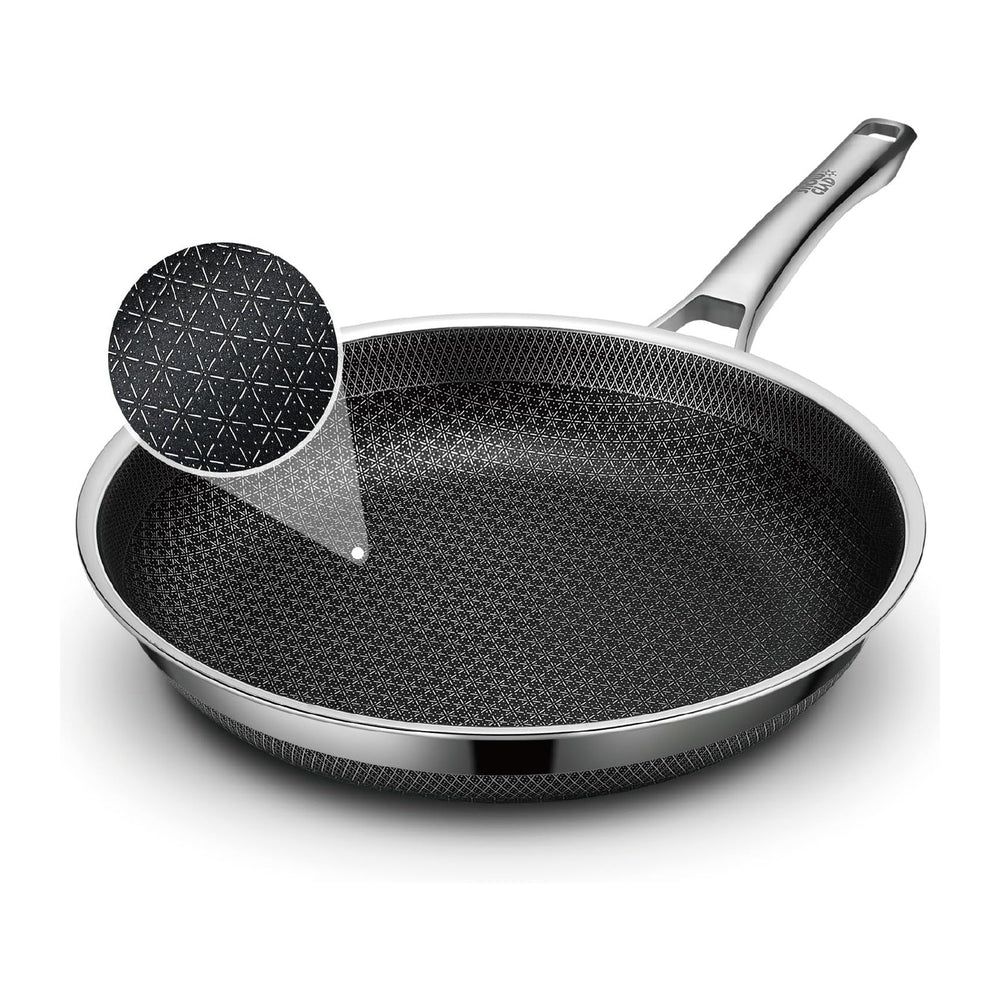 SNOWCLAD Frying Pan, 10 Inch Hybrid Non Stick Stainless Steel Skillets