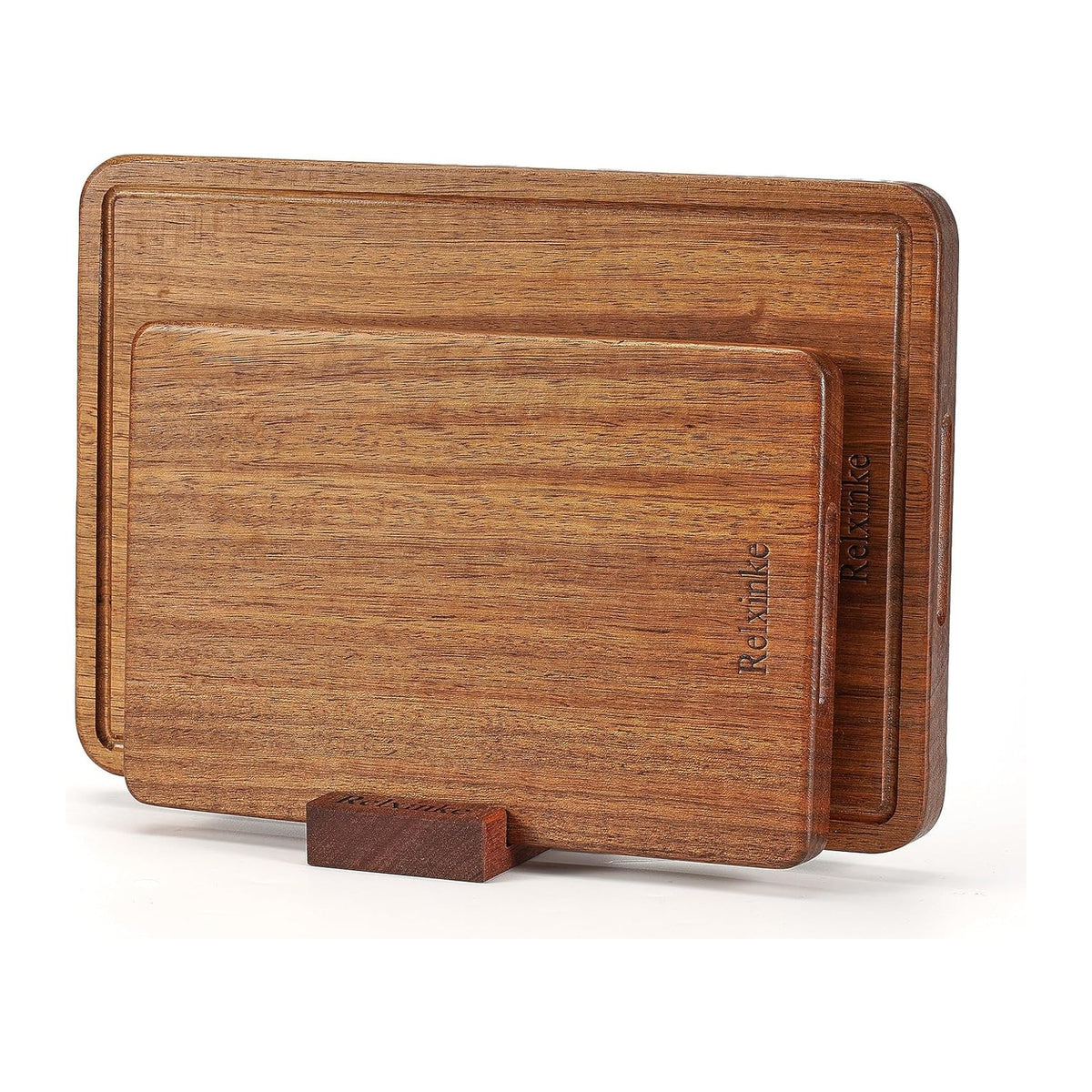 Solid Teak Wood Cutting Board Set One Piece Non Glued Large Thick Crack