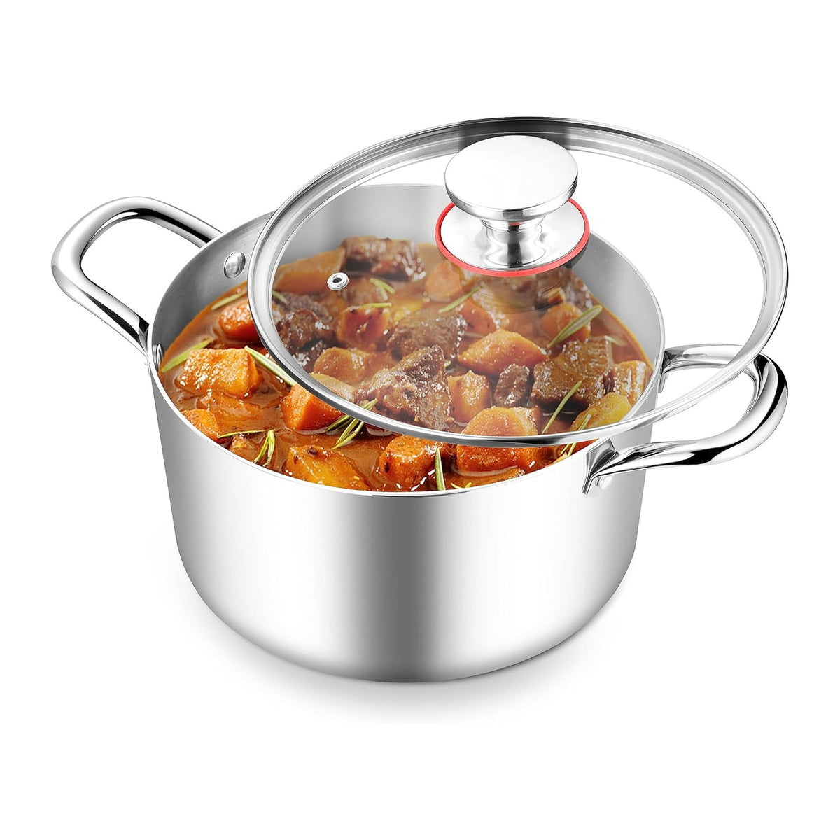 TeamFar 8 Quart Stock Pot, Stainless Steel Tri-ply Stockpot Pasta Cooking Pot