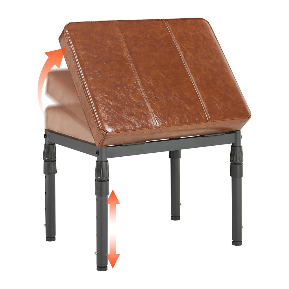 TIOPGHAD Adjustable Ottoman Pouf, 60 Degree Tilt, Brown Synthetic Leather | 4...
