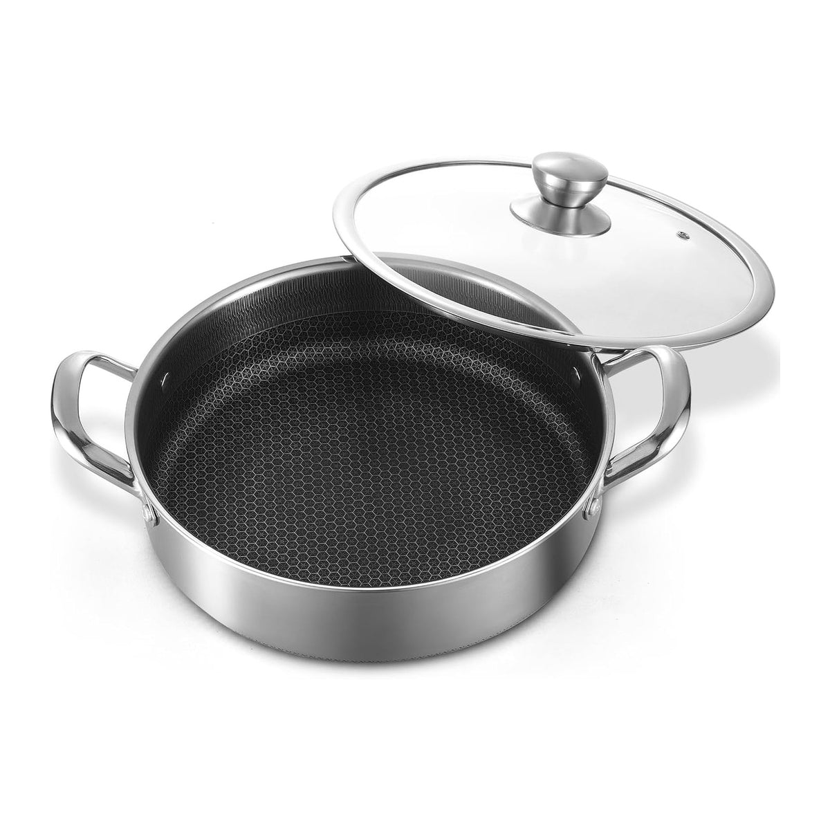 Toutrop Stainless Steel 7QT Saute Pan 14 Inch Deep Frying Pan