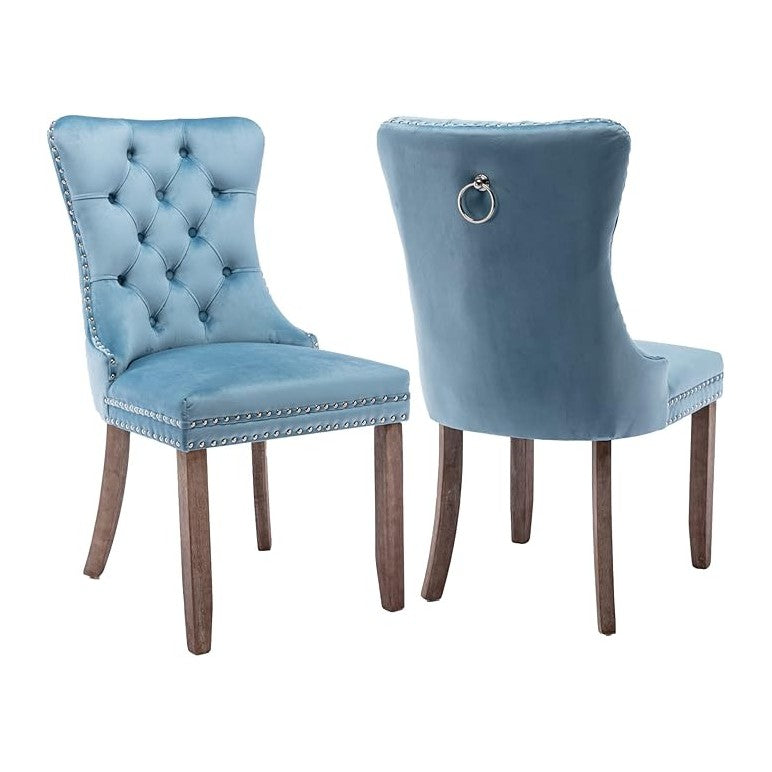 Upholstered Dining Chairs Set of 2, Velvet Dining Room Chairs with Back Ring ...