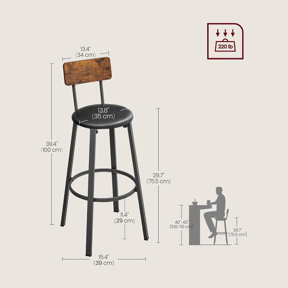 VASAGLE Bar Table 15.7 x 39.4 x 35.4 Inches, Rustic Brown and Ink Black ULBT1...