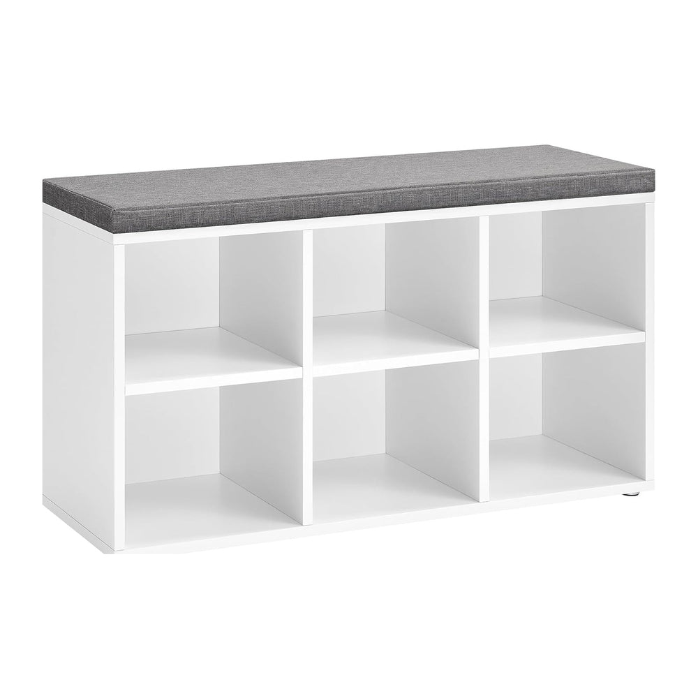 VASAGLE Shoe Bench with Cushion, Shoe Storage Bench with 6 Compartments and 3...