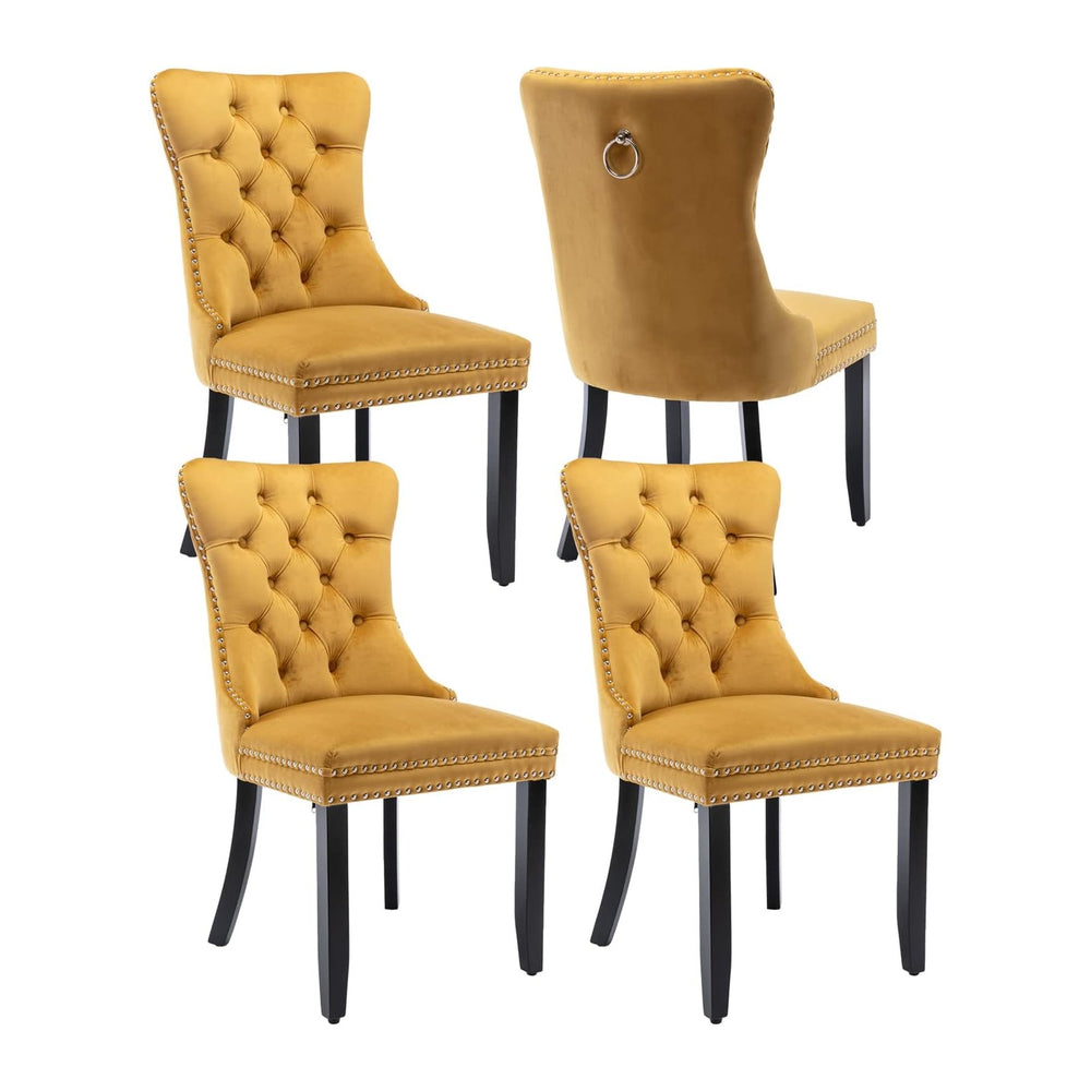 Velvet Dining Chairs Set of 4, Upholstered Dining Room Chairs with Back Ring ...