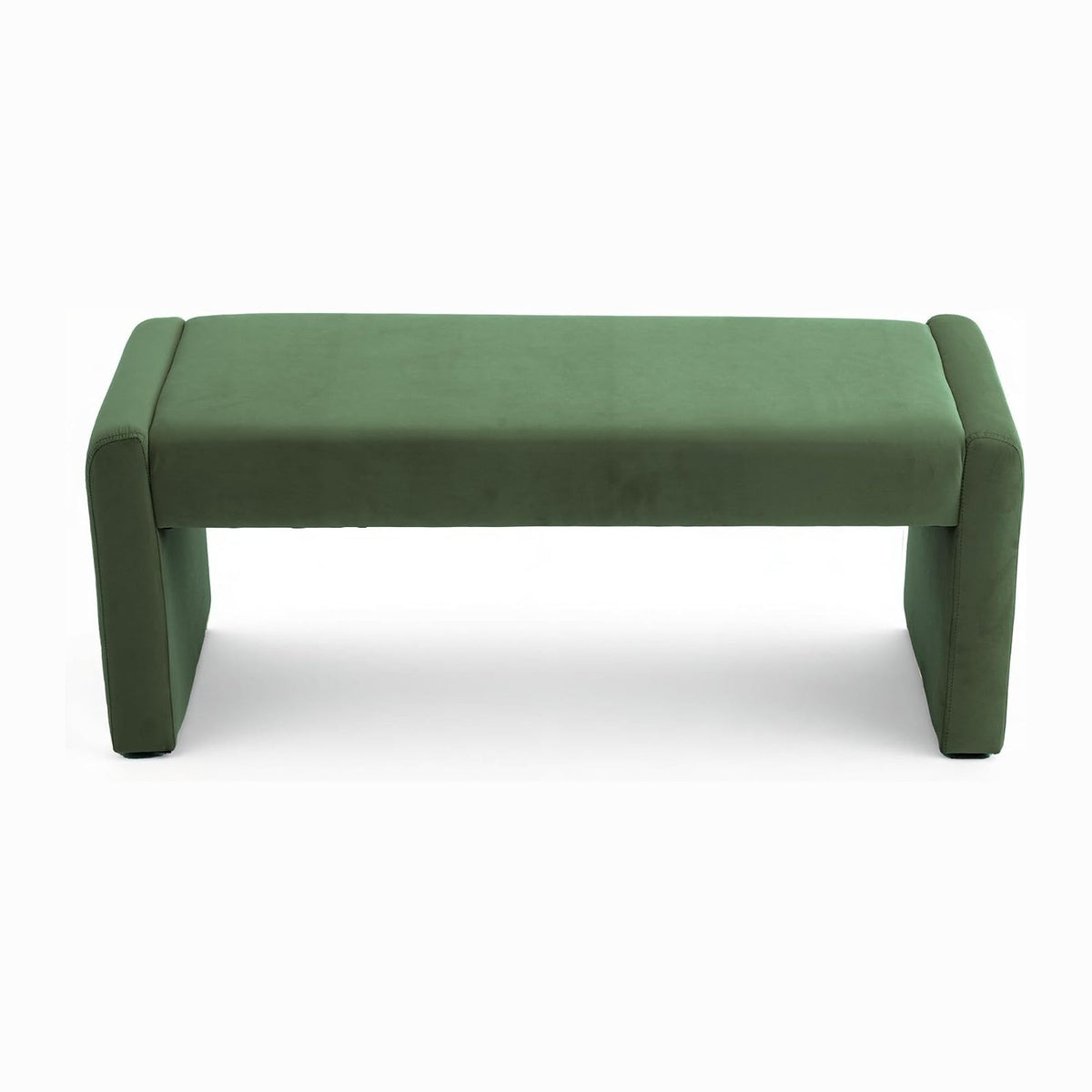 Velvet Entryway Bench End of Bed Bench Upholstered Modern Window Bench Comfy Ottoman for Dining Room/Bedroom/Living Room/Hallway/Indoor (Olive Green)